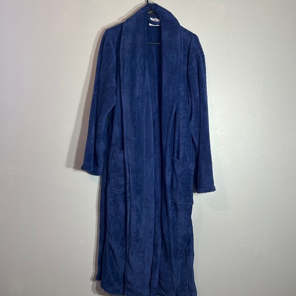 American Soft Linen Robe Plush Turkish Bathrobe Spa Blue Size L/XL - Picture 1 of 6